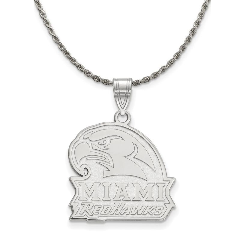 Sterling Silver Miami U Large Pendant Necklace - 18 Inch